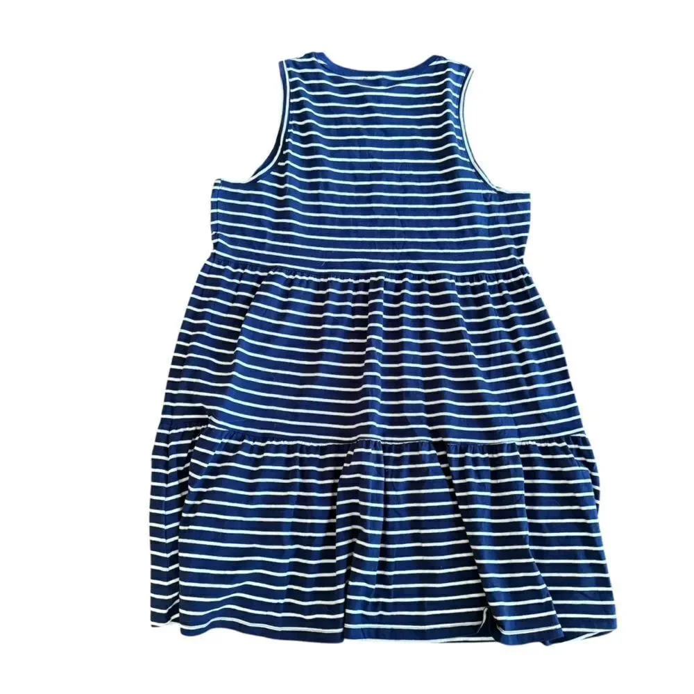 J. Crew Factory Striped Tiered Knit Dress Large Blue White NWT